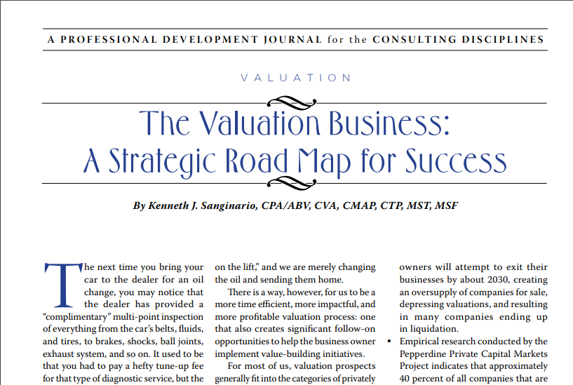 The Valuation Business: A Strategic Road Map for Success